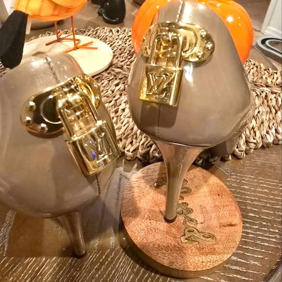 Louis Vuitton Gold and Tan Heels - Picture 1 of 15